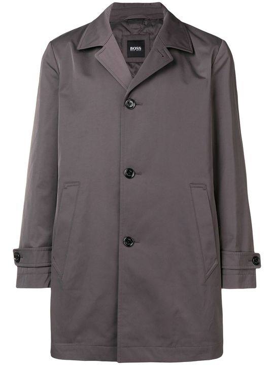 buttoned single breasted trench coat展示图