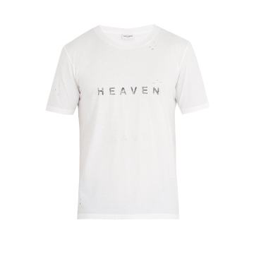 Heaven-print distressed cotton T-shirt