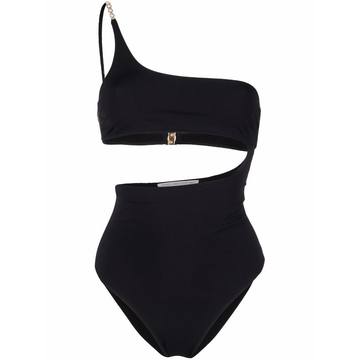 pearl-detail one-shoulder swimsuit