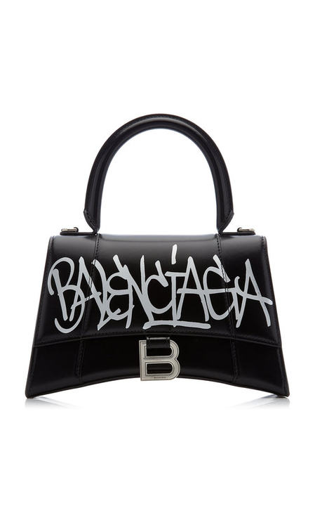 Hourglass S Graffiti-Print Leather Bag展示图