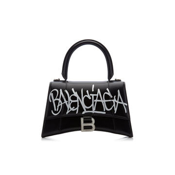 Hourglass S Graffiti-Print Leather Bag