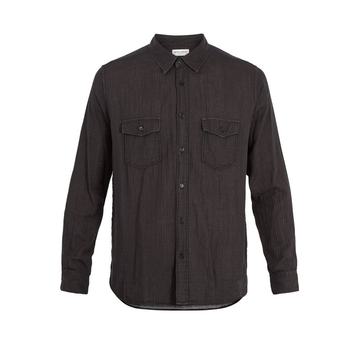 Chest-pocket crinkled-cotton shirt