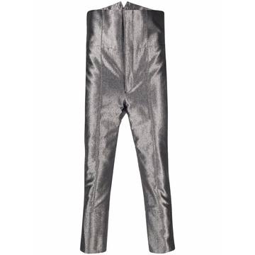 high-waisted metallic trousers