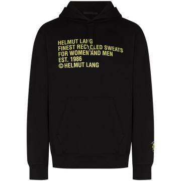 text-print drawstring hoodie