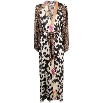 Mix Africa print tied coat