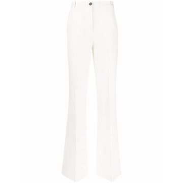 high-waisted flared trousers