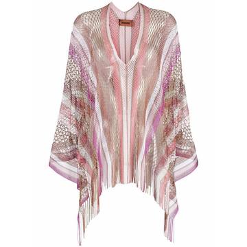 metallic threading fringed top