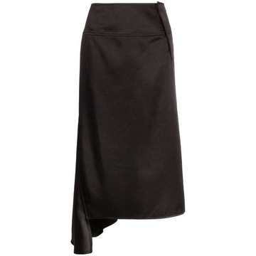 high-waisted satin-finish skirt