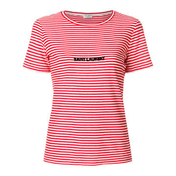 logo embroidered striped T-shirt