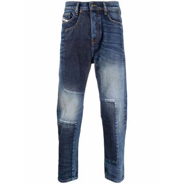 patchwork straight-leg jeans