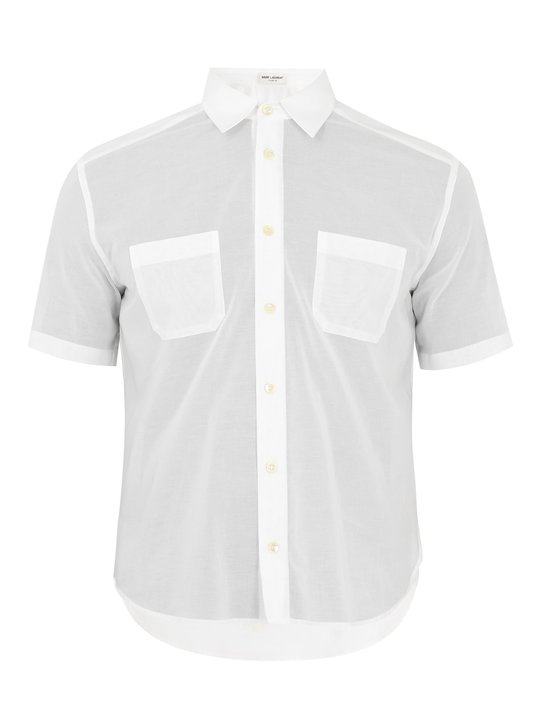 Patch-pocket short-sleeved cotton shirt展示图