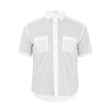 Patch-pocket short-sleeved cotton shirt