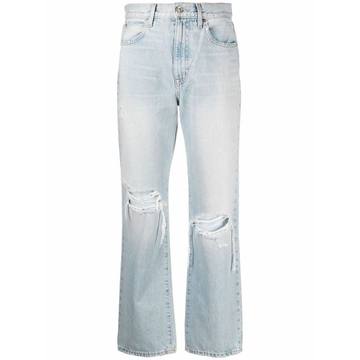 ripped detailing straight-legged cropped jeans