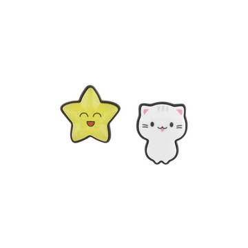 Sticker cat and star earrings