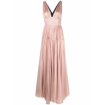 pleat-panelled silk gown