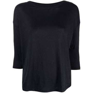 three-quarter sleeve linen-blend top