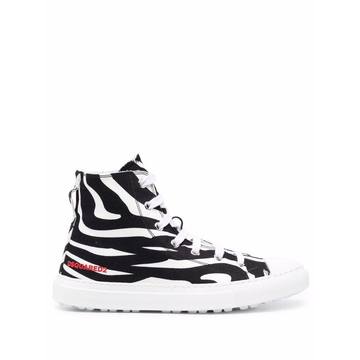 zebra-print high-top sneakers