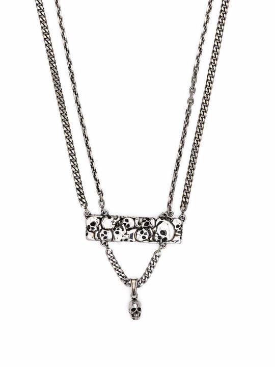 skull-embellished layered necklace展示图