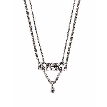 skull-embellished layered necklace
