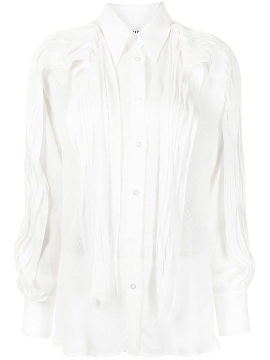 ruffled detailing semi-sheer shirt展示图