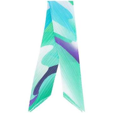 printed pleat-detail scarf