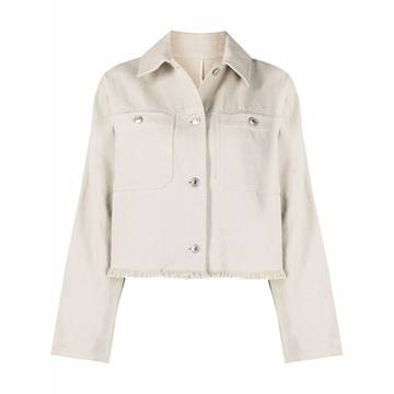 fringed linen-cotton jacket