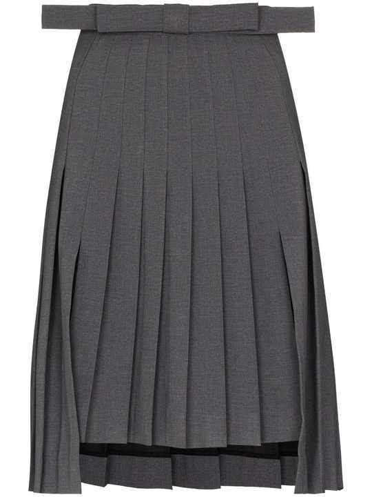 asymmetric side slits pleated skirt展示图