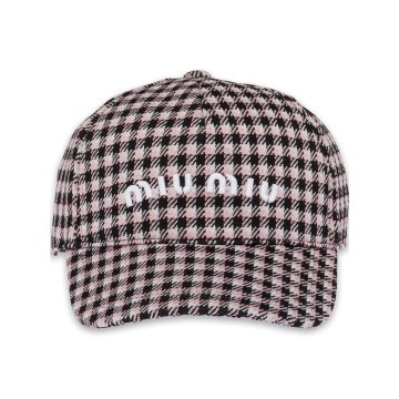 logo-embroidered houndstooth cap