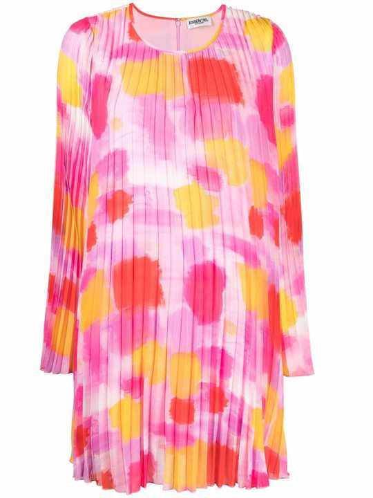 abstract-print pleated dress展示图