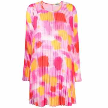 abstract-print pleated dress