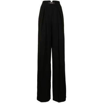 pressed-crease zipped palazzo trousers