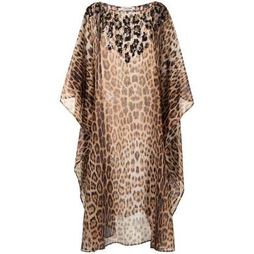 leopard-print mid-length dress
