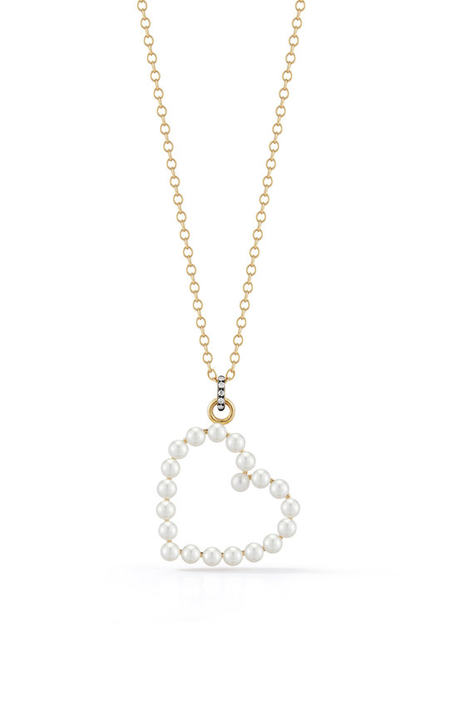 One of a Kind 18K Yellow Gold Prive Pearl Heart Necklace展示图