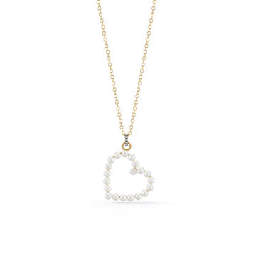 One of a Kind 18K Yellow Gold Prive Pearl Heart Necklace