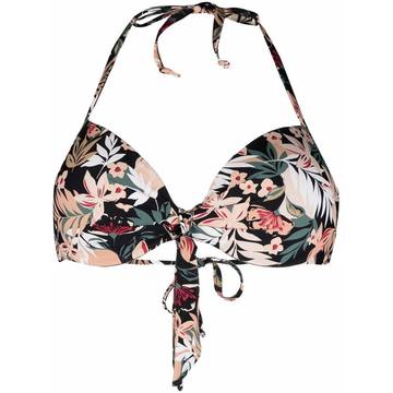 floral-print bikini top