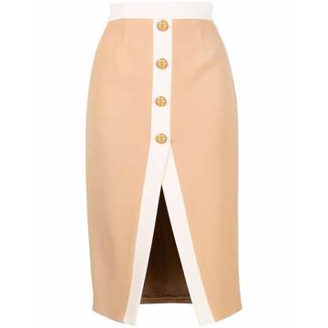 contrast-trim pencil skirt