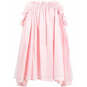 ruffle-detail pleated midi skirt