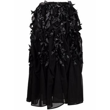 bow-appliqué midi skirt