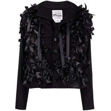 bow-appliqué cotton jacket