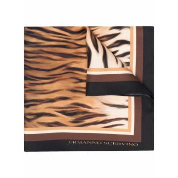 tiger-print silk scarf