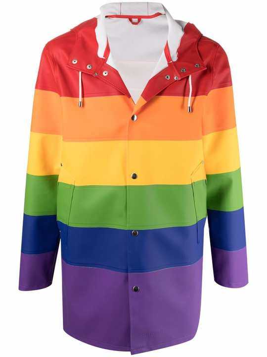 Stockholm rainbow-print raincoat展示图