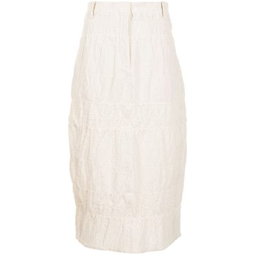 high-waisted crinkled midi skirt