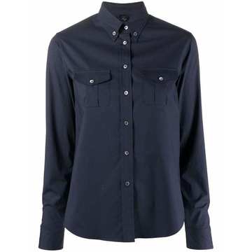 button-up cotton-blend shirt