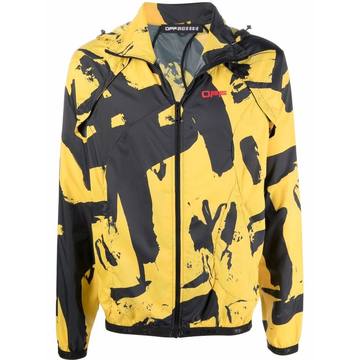 graffiti-print detachable-sleeve jacket