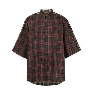 two-tone check-print shirt