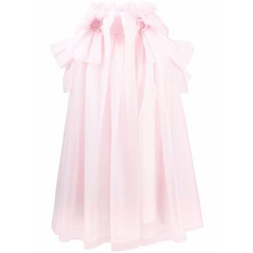 bow-detail ruffled tulle skirt