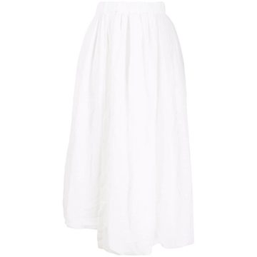 asymmetric hem midi skirt