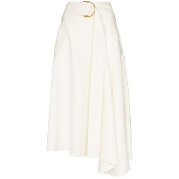 pleated asymmetric buckle skirt