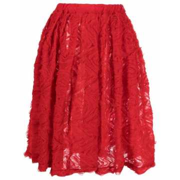 tulle-appliqué pleated skirt