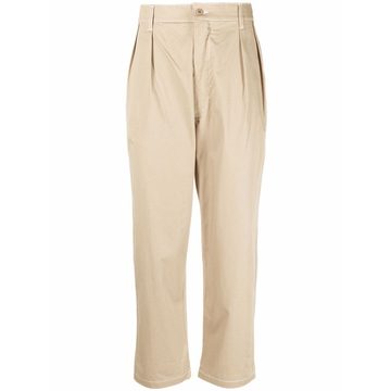 pleated cropped tapered trousers